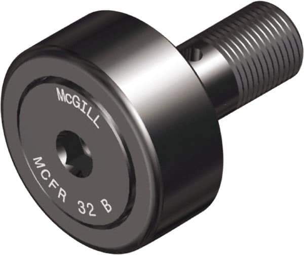 McGill - 30mm Roller Diam x 14mm Width, 12mm Stud Diam x 25mm Length, Crowned Sealed Stud Cam Follower with Hex - Steel, 14mm Thread Length, M12x1.5 Thread, 40mm OAL, 1,542 Lb Dynamic Cap, 1,810 Lb Static Cap - Industrial Tool & Supply