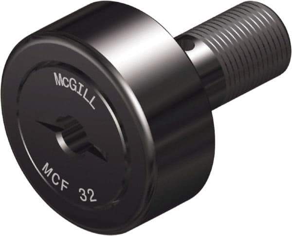 McGill - 30mm Roller Diam x 14mm Width, 12mm Stud Diam x 25mm Length, Crowned Sealed Stud Cam Follower - Steel, 14mm Thread Length, M12x1.5 Thread, 40mm OAL, 2,491 Lb Dynamic Cap, 3,440 Lb Static Cap - Industrial Tool & Supply