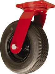 Hamilton - 12" Diam, Rubber Swivel Caster - 625 Lb Capacity, Top Plate Mount, 6-1/8" x 7-1/2" Plate, Sealed Precision Ball Bearing - Industrial Tool & Supply