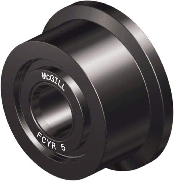 McGill - 1-1/8" Bore, 3-1/2" Roller Diam x 2" Roller Width, Steel Flanged Yoke Roller - 14,300 Lb Dynamic Load Capacity, 2.06" Overall Width - Industrial Tool & Supply