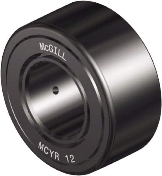 McGill - 8mm Bore, 24mm Roller Diam x 14mm Width, Steel Crowned Sealed Yoke Roller - 2,161 Lb Dynamic Load Capacity, 15mm Overall Width - Industrial Tool & Supply