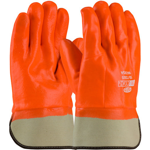 ‎58-7305 Coated Supported Gloves - Supported PVC - Foam Lined - HV Orange - Smooth - SC - Exact Industrial Supply