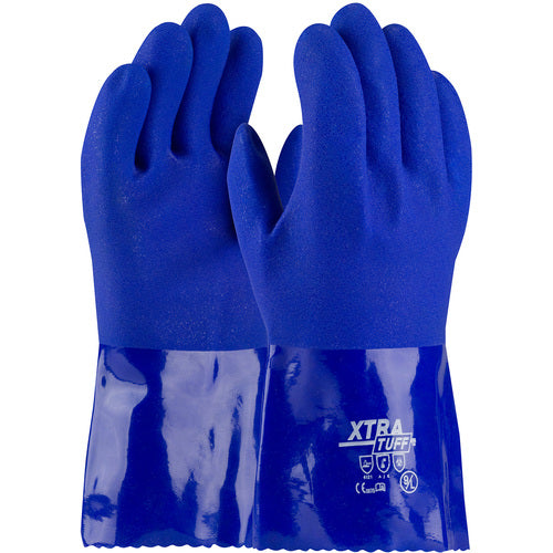 ‎58-8656/XXL Coated Supported Gloves - XtraTuff - Oil Resistant Supported PVC - Blue - Rough Coated - 12 Inch - Exact Industrial Supply