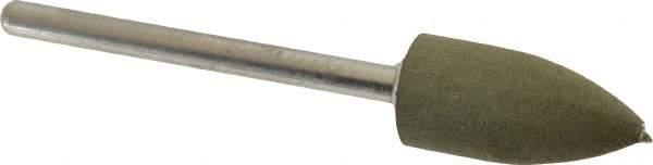 Grier Abrasives - 3/8" Max Diam x 2-1/4" Long, Cone B52, Rubberized Point - Fine Grade, Aluminum Oxide, Mounted - Industrial Tool & Supply