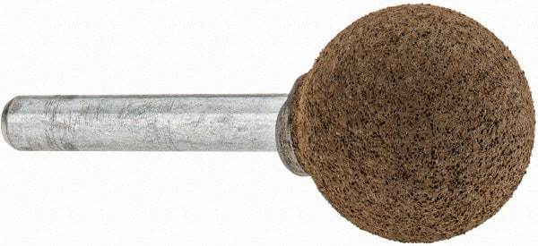 Grier Abrasives - 1" Max Diam x 2" Long, Ball A25, Rubberized Point - Coarse Grade, Aluminum Oxide, Mounted - Industrial Tool & Supply
