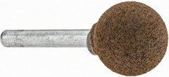 Grier Abrasives - 1" Max Diam x 2" Long, Ball A25, Rubberized Point - Coarse Grade, Aluminum Oxide, Mounted - Industrial Tool & Supply