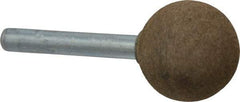 Grier Abrasives - 1" Max Diam x 2" Long, Ball A25, Rubberized Point - Medium Grade, Aluminum Oxide, Mounted - Industrial Tool & Supply