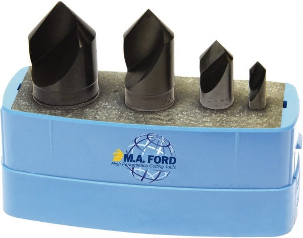 M.A. Ford - 4 Piece, 1/4 to 1" Head Diam, 82° Included Angle, Single End Countersink Set - Industrial Tool & Supply