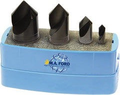 M.A. Ford - 4 Piece, 1/4 to 1" Head Diam, 82° Included Angle, Single End Countersink Set - Industrial Tool & Supply