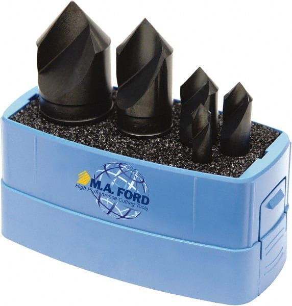 M.A. Ford - 5 Piece, 1/4 to 1" Head Diam, 120° Included Angle, Single End Countersink Set - Industrial Tool & Supply