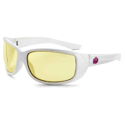 ERDA Yellow Lens White Safety Glasses - Industrial Tool & Supply