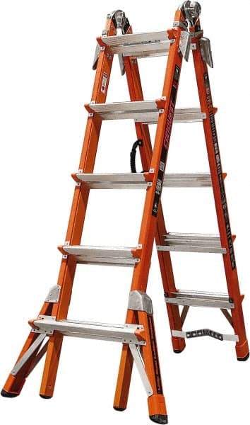 Little Giant Ladder - 18 Steps, 18' High, Type IA Rating, Fiberglass Multi-Use Ladder - 300 Lb Load Capacity, 29" Base Width - Industrial Tool & Supply
