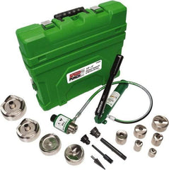 Greenlee - 18 Piece, 0.885 to 4.544" Punch Hole Diam, Power Knockout Set - Round Punch, 10 Gage Mild Steel - Industrial Tool & Supply