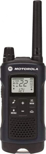 Motorola - 35 Mile Range, 22 Channel, 1.5 Watt, Series T400, Recreational Two Way Radio - FRS/GMRS Band, 462.55 to 467.7125 Hz, AA & NiMH Battery, 10 NiMH & 26 AA hr Life, 7.54" High x 2.26" Wide x 1.37" Deep, Scanning, Low Battery Alerts - Industrial Tool & Supply