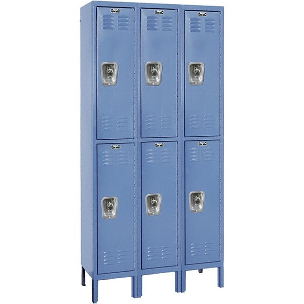 Hallowell - 6 Door, 2 Tier, Ready-Built Wardrobe & Box Lockers - Industrial Tool & Supply