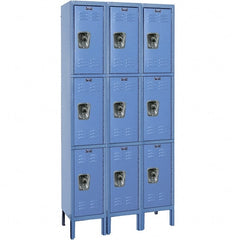 Hallowell - 9 Door, 3 Tier, Ready-Built Wardrobe & Box Lockers - Industrial Tool & Supply
