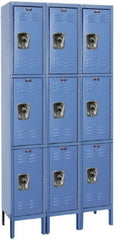 Hallowell - 9 Door, 3 Tier, Ready-Built Wardrobe & Box Lockers - Industrial Tool & Supply