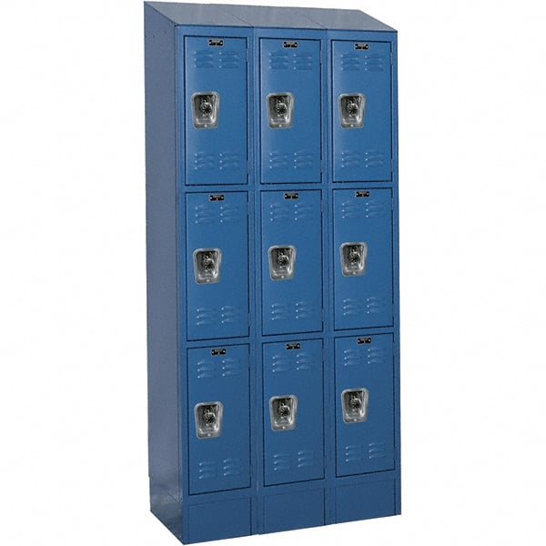 Hallowell - 9 Door, 3 Tier, Ready-Built Wardrobe & Box Lockers - Industrial Tool & Supply