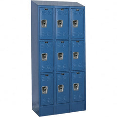 Hallowell - 9 Door, 3 Tier, Ready-Built Wardrobe & Box Lockers - Industrial Tool & Supply