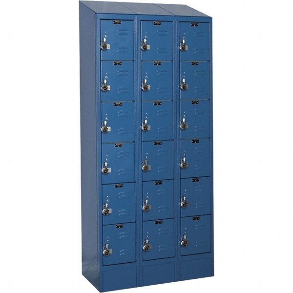 Hallowell - 18 Door, 6 Tier, Ready-Built Wardrobe & Box Lockers - Industrial Tool & Supply
