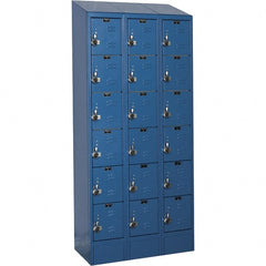 Hallowell - 18 Door, 6 Tier, Ready-Built Wardrobe & Box Lockers - Industrial Tool & Supply