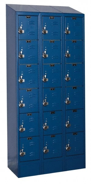 Hallowell - 18 Door, 6 Tier, Ready-Built Wardrobe & Box Lockers - Industrial Tool & Supply