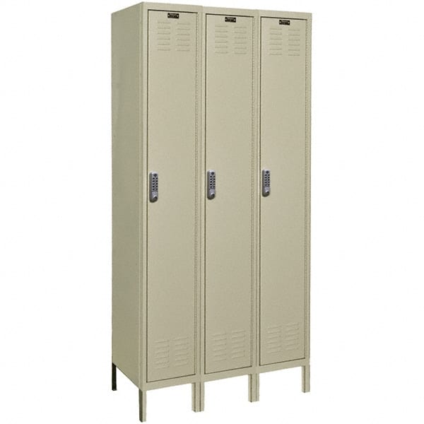 Hallowell - 3 Door, 1 Tier, Electronic Access Lockers - Industrial Tool & Supply