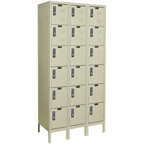 Hallowell - 18 Door, 6 Tier, Electronic Access Lockers - Industrial Tool & Supply