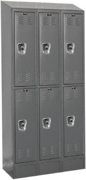 Hallowell - 6 Door, 2 Tier, Ready-Built Wardrobe & Box Lockers - Industrial Tool & Supply
