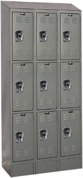 Hallowell - 9 Door, 3 Tier, Ready-Built Wardrobe & Box Lockers - Industrial Tool & Supply