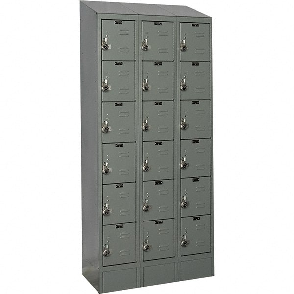 Hallowell - 18 Door, 6 Tier, Ready-Built Wardrobe & Box Lockers - Industrial Tool & Supply