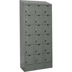 Hallowell - 18 Door, 6 Tier, Ready-Built Wardrobe & Box Lockers - Industrial Tool & Supply