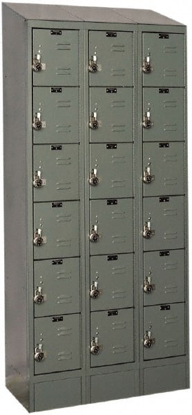 Hallowell - 18 Door, 6 Tier, Ready-Built Wardrobe & Box Lockers - Industrial Tool & Supply