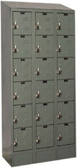 Hallowell - 18 Door, 6 Tier, Ready-Built Wardrobe & Box Lockers - Industrial Tool & Supply