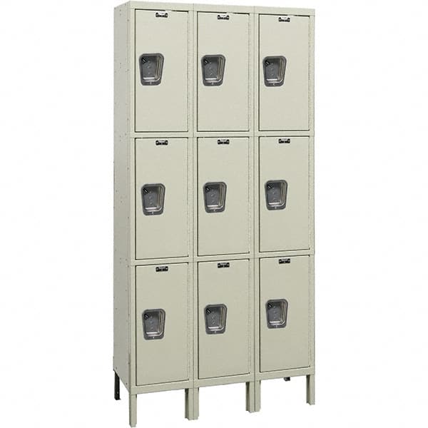 Hallowell - 9 Door, 3 Tier, Premium Wardrobe Lockers - Industrial Tool & Supply
