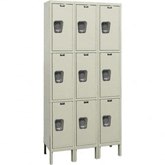Hallowell - 9 Door, 3 Tier, Premium Wardrobe Lockers - Industrial Tool & Supply