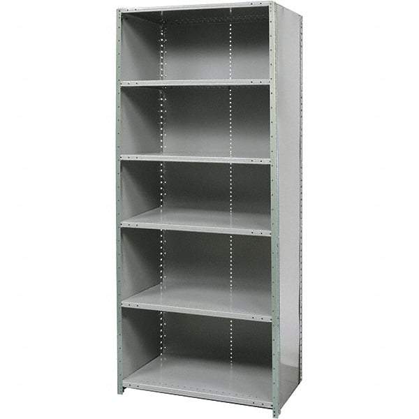 Hallowell - 6 Shelf, 750 Lb. Capacity, Free Standing Closed Shelving - 48 Inch Wide x 12 Inch Deep x 87 Inch High, Gray - Industrial Tool & Supply