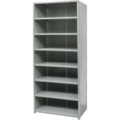 Hallowell - 8 Shelf, 500 Lb. Capacity, Free Standing Closed Shelving - 36 Inch Wide x 18 Inch Deep x 87 Inch High, Gray - Industrial Tool & Supply