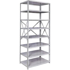 Hallowell - 8 Shelf Starter Medium-Duty Open Steel Shelving - 350 Lb Capacity, 48" Wide x 87" High x 24" Deep, Platinum - Industrial Tool & Supply