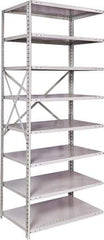 Hallowell - 8 Shelf Add-On Medium-Duty Open Steel Shelving - 500 Lb Capacity, 36" Wide x 87" High x 24" Deep, Platinum - Industrial Tool & Supply