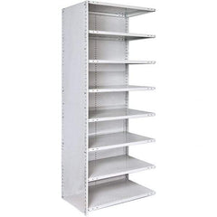 Hallowell - 8 Shelf, 375 Lb. Capacity, Closed Shelving Add-On Unit - 48 Inch Wide x 18 Inch Deep x 87 Inch High, Platinum - Industrial Tool & Supply