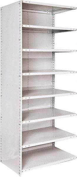Hallowell - 8 Shelf, 500 Lb. Capacity, Closed Shelving Add-On Unit - 36 Inch Wide x 24 Inch Deep x 87 Inch High, Platinum - Industrial Tool & Supply