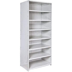 Hallowell - 8 Shelf, 500 Lb. Capacity, Closed Shelving Starter Unit - 36 Inch Wide x 18 Inch Deep x 87 Inch High, Platinum - Industrial Tool & Supply