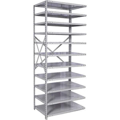 Hallowell - 11 Shelf Add-On Medium-Duty Open Steel Shelving - 350 Lb Capacity, 48" Wide x 87" High x 24" Deep, Platinum - Industrial Tool & Supply