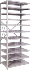Hallowell - 11 Shelf Add-On Medium-Duty Open Steel Shelving - 500 Lb Capacity, 36" Wide x 87" High x 24" Deep, Platinum - Industrial Tool & Supply