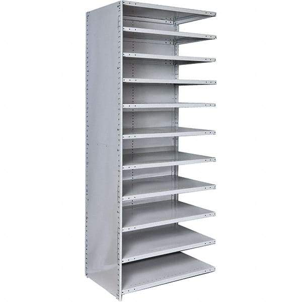 Hallowell - 11 Shelf, 350 Lb. Capacity, Closed Shelving Add-On Unit - 48 Inch Wide x 24 Inch Deep x 87 Inch High, Platinum - Industrial Tool & Supply
