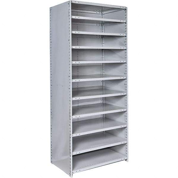Hallowell - 11 Shelf, 500 Lb. Capacity, Closed Shelving Starter Unit - 36 Inch Wide x 12 Inch Deep x 87 Inch High, Platinum - Industrial Tool & Supply