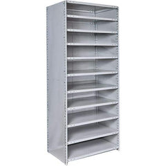 Hallowell - 11 Shelf, 500 Lb. Capacity, Closed Shelving Starter Unit - 36 Inch Wide x 12 Inch Deep x 87 Inch High, Platinum - Industrial Tool & Supply