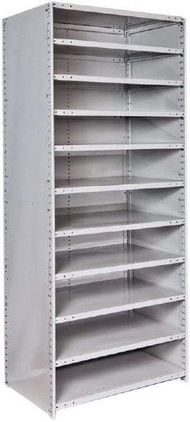 Hallowell - 11 Shelf, 500 Lb. Capacity, Closed Shelving Starter Unit - 36 Inch Wide x 24 Inch Deep x 87 Inch High, Platinum - Industrial Tool & Supply