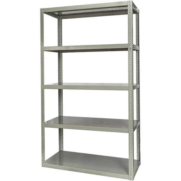 Hallowell - 5 Shelf Starter High-Capacity Open Steel Shelving - 2 Lb Capacity, 48" Wide x 84" High x 18" Deep, Gray - Industrial Tool & Supply